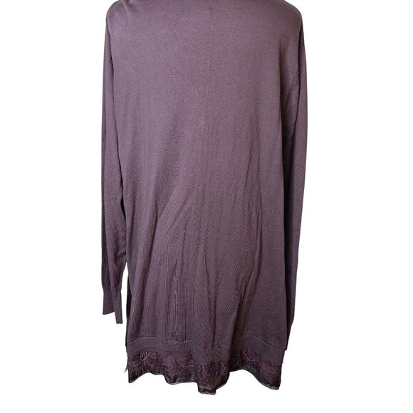 Logo Lori Goldstein 3X Tunic Top Dress Button Front Lace Trim Long Sleeve V Neck - Picture 2 of 4